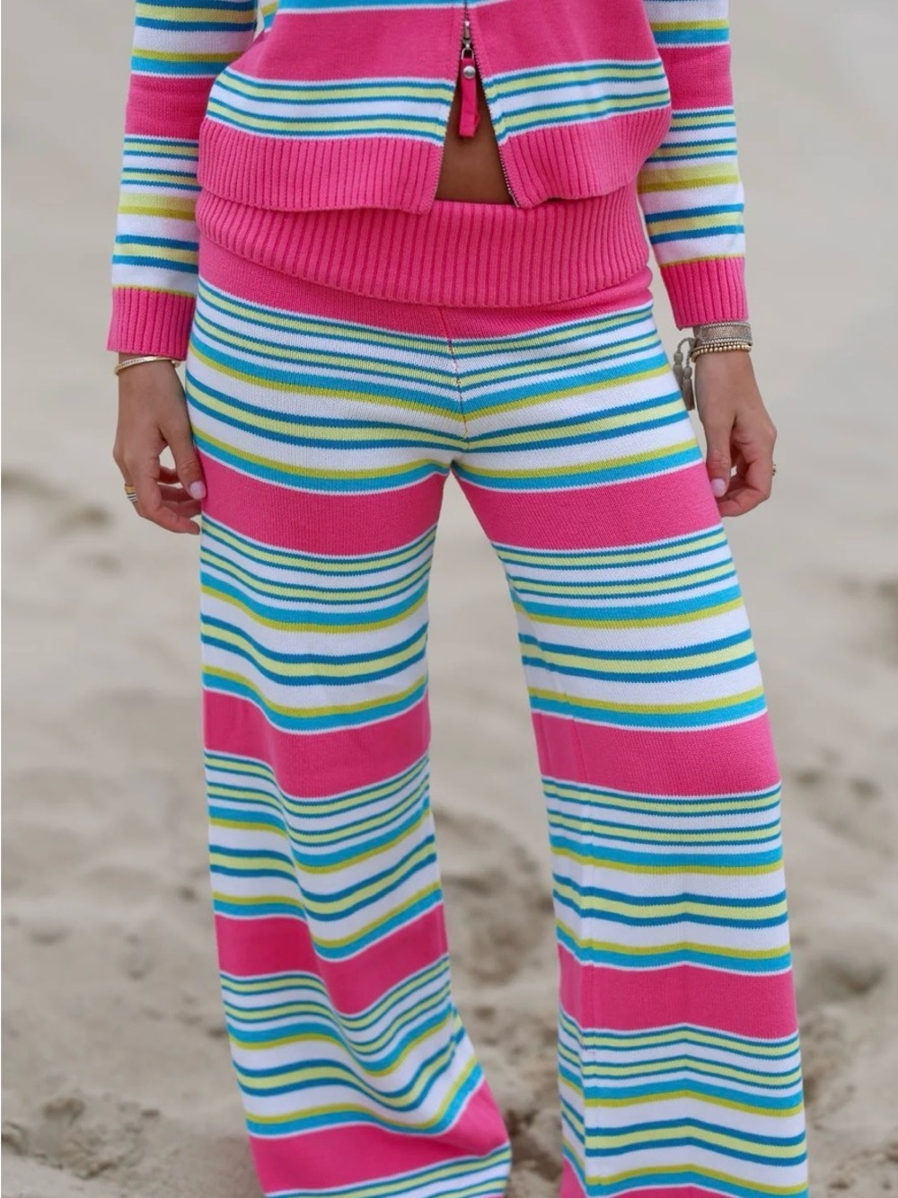 Shop Fancy Foldover Knit Pants Nantucket Stripe